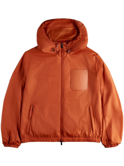 Tod's Logo-embroidered Windbreaker Jacket In Orange