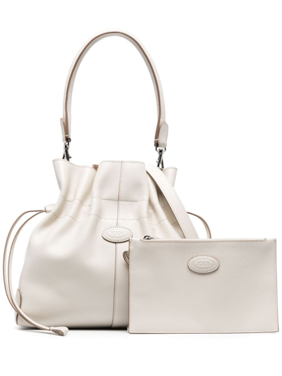 Tod's Tonal-logo Leather Crossbody Bag In White