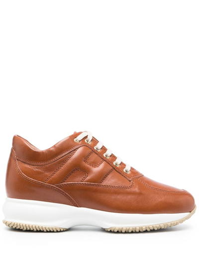 Hogan Logo-embellished Side Panels Sneakers In Brown