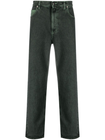 Missoni Logo-embroidered Cotton Jeans In Green