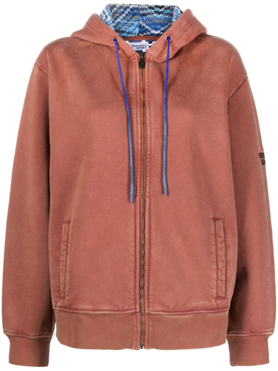Missoni Logo-embroidered Hooded Jacket In Brown