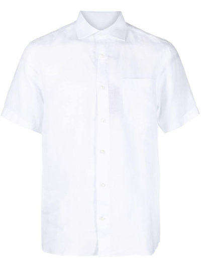 Paul & Shark Short-sleeved Linen Shirt In White