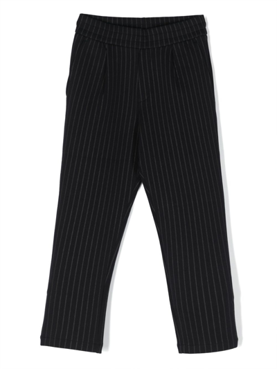 Emporio Armani Kids' Striped Straight-leg Trousers In Blue