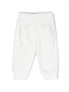 Monnalisa Ruffled Cotton Track Pants In White