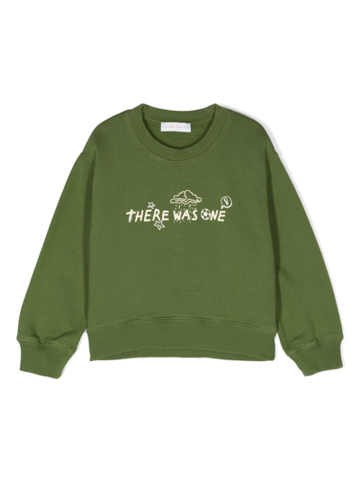 There Was One Kids' Logo-print Cotton Sweatshirt In Green