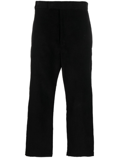 Thom Browne Corduroy Rwb-stripe Trousers In Black