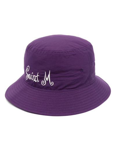 Saint Mxxxxxx Logo-embroidered Bucket Hat In Purple