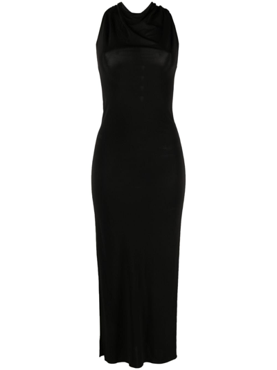 Helmut Lang Twisted-racerback Lightweight Midi Dress In Black