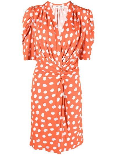 Diane Von Furstenberg Short-sleeve Abstract-print Dress In Orange
