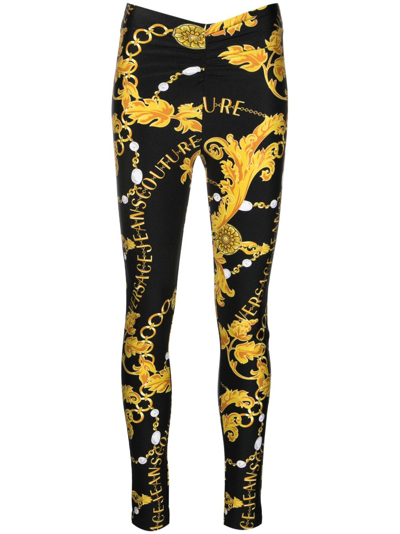 Versace Jeans Couture Chain Couture-print Leggings In Eg89 Black + Gold