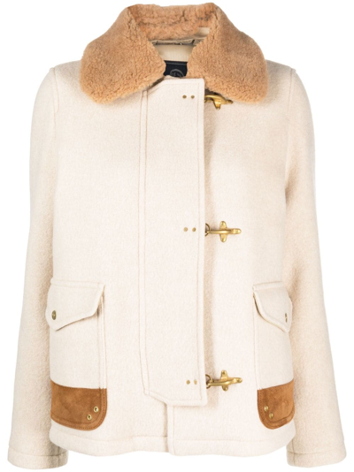 Fay Faux-fur Collar Virgin-wool Jacket In Cream