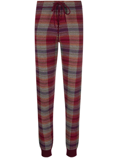 Barrie Plaid Check-print Knitted Trousers In Red