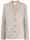 Barrie Chevron-knit V-neck Cardigan In Wildebeest