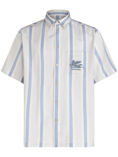 Etro Pegaso Logo-embroidered Cotton Shirt In White