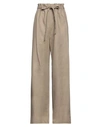 Agnona Woman Pants Khaki Size 6 Linen, Cotton In Beige