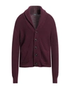 Drumohr Man Cardigan Deep Purple Size 46 Merino Wool In Purple