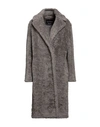 Cinzia Rocca Woman Coat Dove Grey Size 14 Viscose, Virgin Wool, Cotton, Polyamide