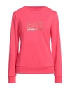 Ea7 Woman Sweatshirt Fuchsia Size M Polyester, Viscose, Elastane In Pink