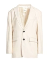 SUOLI SUOLI WOMAN BLAZER BEIGE SIZE 8 POLYESTER, VISCOSE, ELASTANE