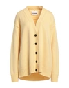 JIL SANDER JIL SANDER WOMAN CARDIGAN LIGHT YELLOW SIZE 8 CASHMERE, COTTON, POLYESTER