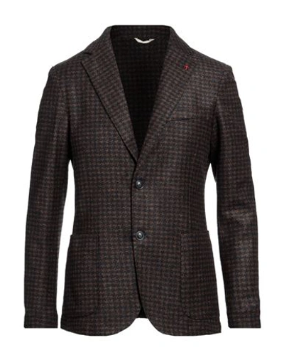 At.p.co At. P.co Man Blazer Dark Brown Size 36 Acrylic, Virgin Wool, Polyester In Brown