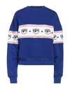 Chiara Ferragni Woman Sweatshirt Blue Size Xl Polyester, Cotton