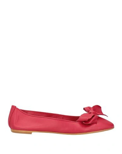 Pollini Woman Ballet Flats Red Size 6 Soft Leather