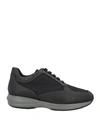 Geox Man Sneakers Black Size 8.5 Soft Leather, Textile Fibers In Black