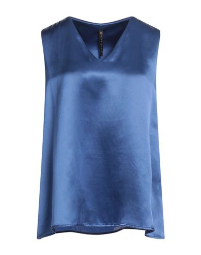 Manila Grace Woman Top Blue Size 8 Silk In Blue