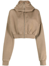Entire Studios Khaki Cropped Hoodie In Brown