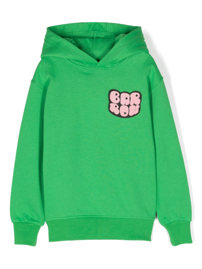 Barrow Kids' Logo-print Cotton Hoodie In Green