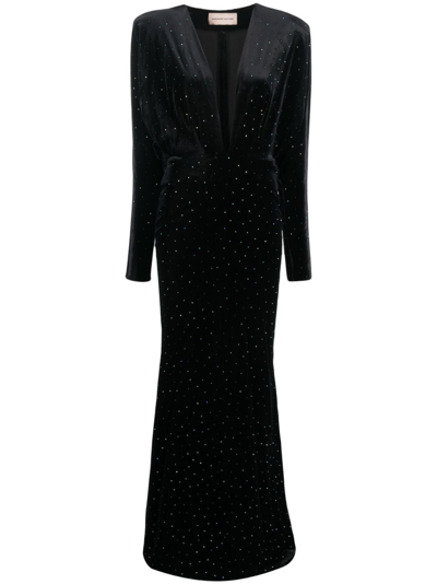 Alexandre Vauthier Draped Asymmetrical Velvet Dress In Nero