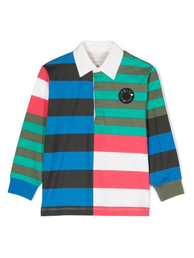 Stella Mccartney Kids' Colour-block Striped Polo Shirt In Blue