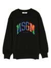 Msgm Kids' Logo-print Cotton Sweatshirt In Black