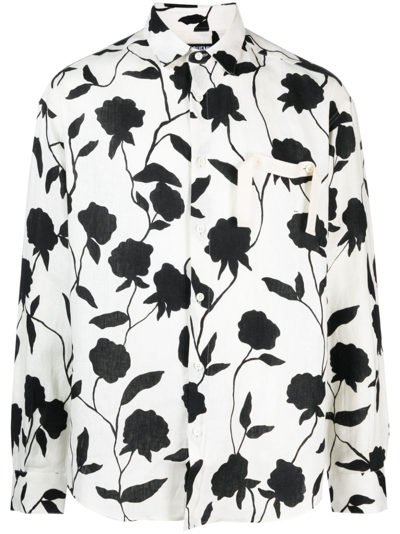 Jacquemus La Chemise Simon Printed Linen Shirt In White