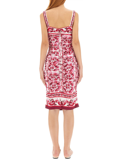 Dolce & Gabbana Majolica Print Dress In Fuchsia