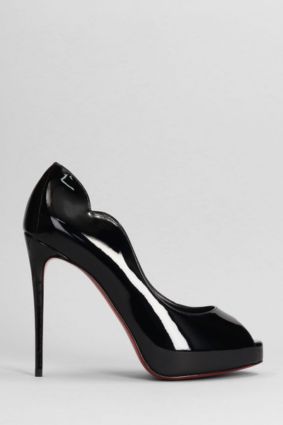 CHRISTIAN LOUBOUTIN HOT CHICK ALTA PUMPS IN BLACK PATENT LEATHER
