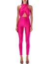 The Andamane Halter Neck Jumpsuit In Fucsia