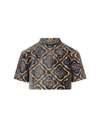 Etro Abstract-print Velvet Crop Top In Blu