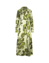 ETRO GREEN WRAP LONG DRESS WITH BERRIES PRINT