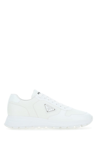 Prada Low-top Re-nylon And Leather Sneakers In White