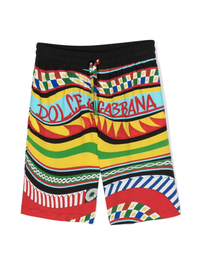 Dolce & Gabbana Kids' Carretto-print Bermuda Shorts In Multicolor
