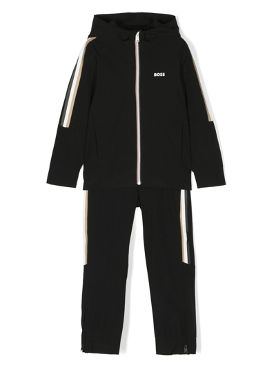 Bosswear Kids' Logo-print Two-piece Tracksuit Set In Black