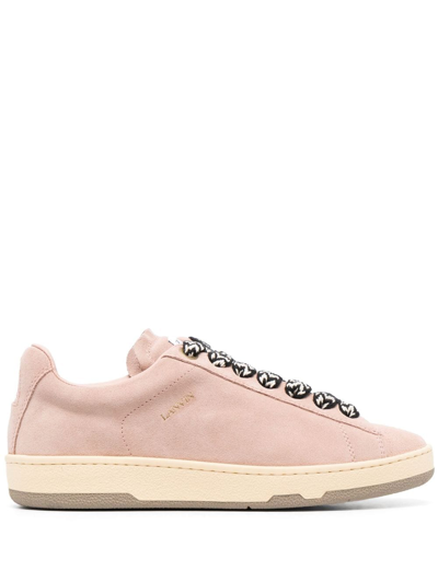 Lanvin 10mm Lite Curb Leather Low Top Sneakers In Pink