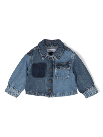 Emporio Armani Babies' Denim-patchwork Cotton Jacket In Blue