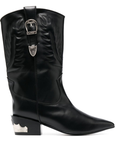 Toga Western 50mm Leather Boots In Black