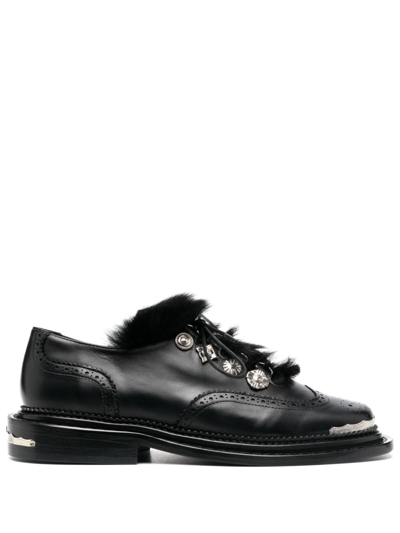 Toga Virilis Studded 30mm Leather Brogues In Black