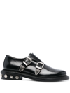 Toga Virilis Polido Monk-strap Leather Shoes In Aj1291 - Black Polido