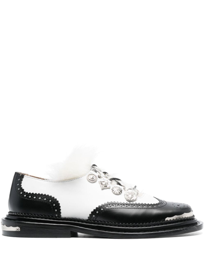 Toga Two-tone 35mm Embellished Oxford Shoes In Black