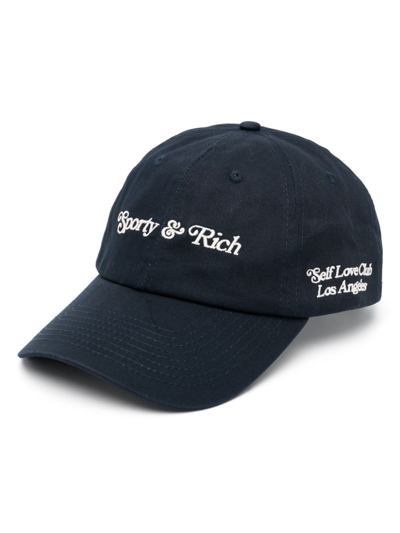 Sporty And Rich Logo-embroidered Cotton Baseball Cap In Blue